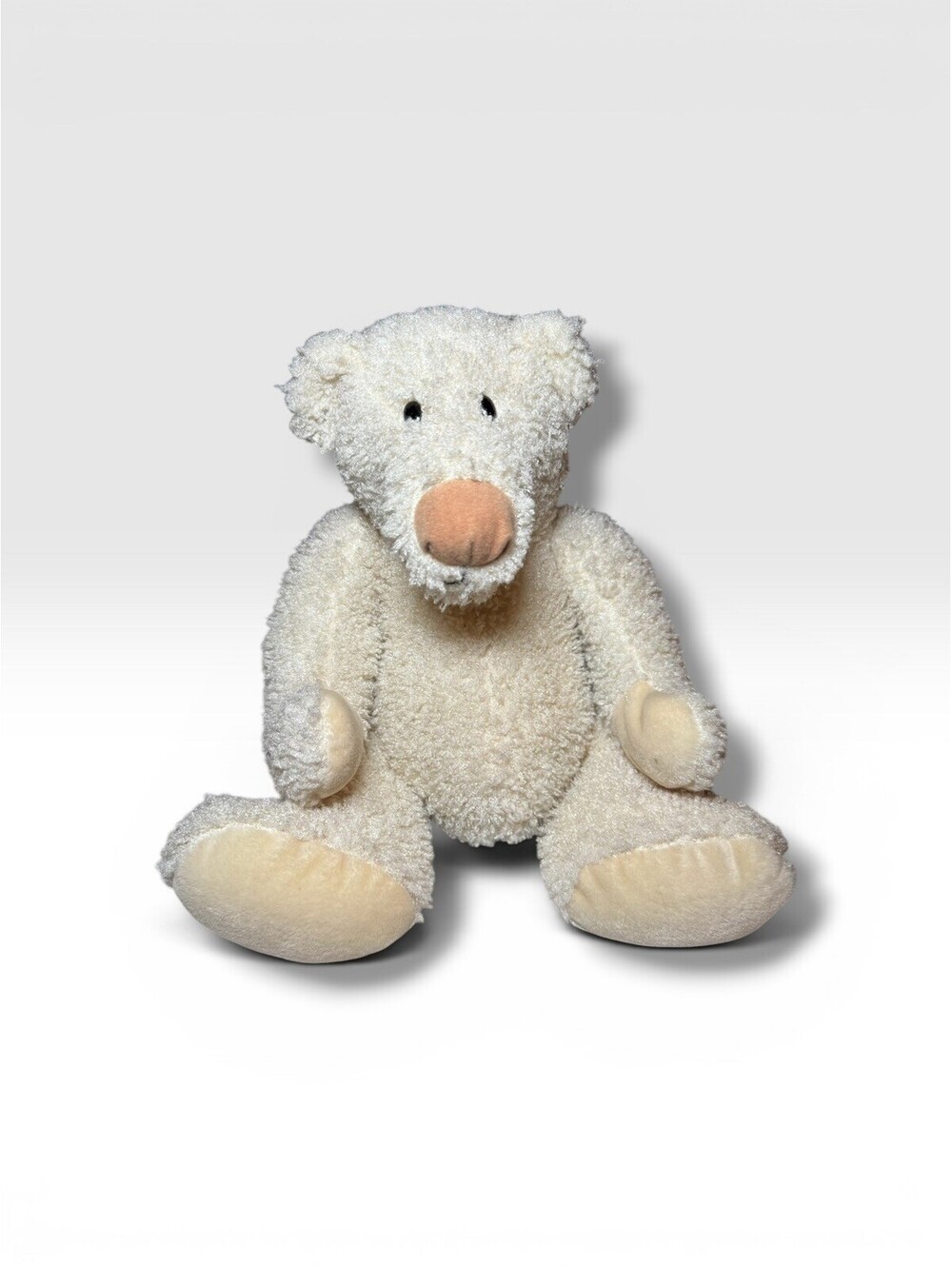 Sea World Plush Bear Cream Beige Beanie Paws Vintage Lamb Feel Clean #20H